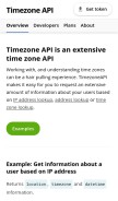 How timezoneapi.io looks like on a mobile device such as an iPhone.
