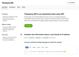 How timezoneapi.io looks like on a tablet such as an iPad.