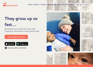 How tinybeans.com looks like on a tablet such as an iPad.