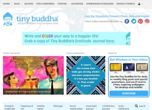 How tinybuddha.com looks like on a tablet such as an iPad.
