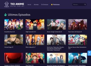 How tioanime.com looks like on a tablet such as an iPad.