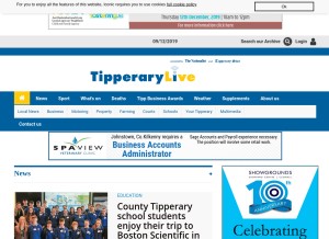 How tipperarystar.ie looks like on a tablet such as an iPad.