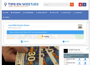How tipsenweetjes.nl looks like on a tablet such as an iPad.
