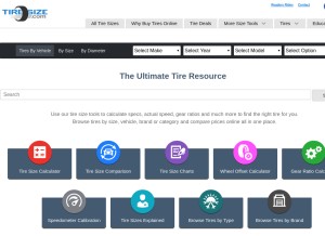 How tiresize.com looks like on a tablet such as an iPad.