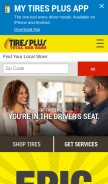 How tiresplus.com looks like on a mobile device such as an iPhone.