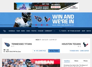 How titansonline.com looks like on a tablet such as an iPad.