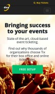 How tix.com looks like on a mobile device such as an iPhone.
