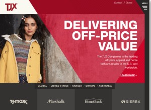 How tjx.com looks like on a tablet such as an iPad.