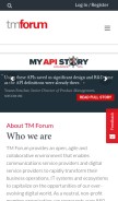 How tmforum.org looks like on a mobile device such as an iPhone.