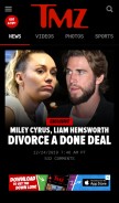 How tmz.com looks like on a mobile device such as an iPhone.