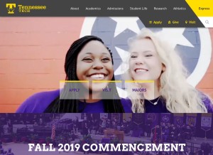 How tntech.edu looks like on a tablet such as an iPad.