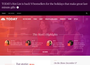 How today.com looks like on a tablet such as an iPad.