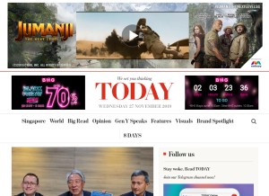 How todayonline.com looks like on a tablet such as an iPad.