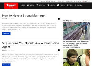 How todayposts.com looks like on a tablet such as an iPad.