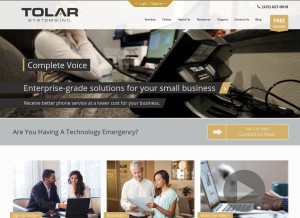 How tolarsystems.com looks like on a tablet such as an iPad.