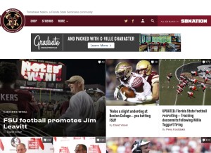 How tomahawknation.com looks like on a tablet such as an iPad.