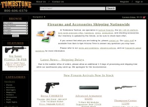 How tombstonetactical.com looks like on a tablet such as an iPad.