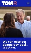 How tomsteyer.com looks like on a mobile device such as an iPhone.