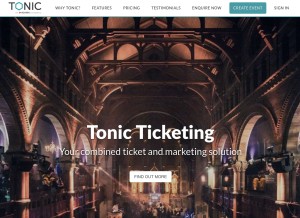 How tonicticketing.com looks like on a tablet such as an iPad.