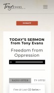 How tonyevans.org looks like on a mobile device such as an iPhone.