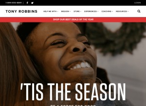 How tonyrobbins.com looks like on a tablet such as an iPad.
