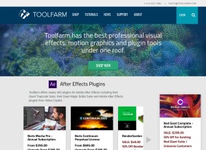 How toolfarm.com looks like on a tablet such as an iPad.