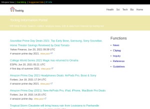 How toolrig.net looks like on a tablet such as an iPad.
