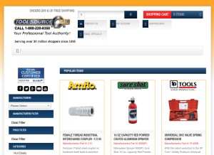 How toolsource.com looks like on a tablet such as an iPad.
