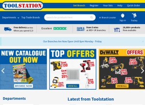 How toolstation.com looks like on a tablet such as an iPad.