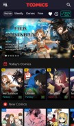 How toomics.com looks like on a mobile device such as an iPhone.