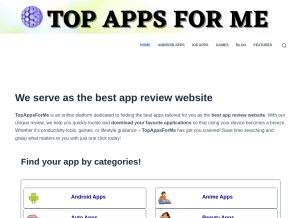 How topappsforme.com looks like on a tablet such as an iPad.
