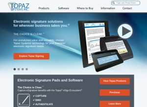 How topazsystems.com looks like on a tablet such as an iPad.