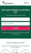 How topcashback.com looks like on a mobile device such as an iPhone.