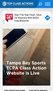 How topclassactions.com looks like on a mobile device such as an iPhone.
