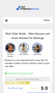 How topforeignbrides.com looks like on a mobile device such as an iPhone.