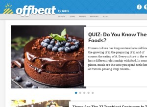 How topixoffbeat.com looks like on a tablet such as an iPad.