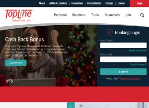 How toplinecu.com looks like on a tablet such as an iPad.