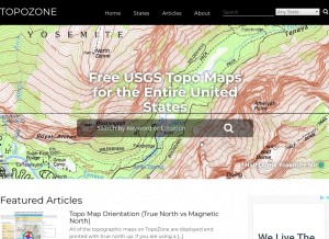 How topozone.com looks like on a tablet such as an iPad.