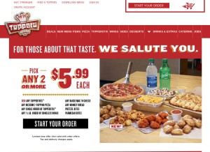 How toppers.com looks like on a tablet such as an iPad.