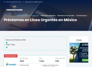 How topprestamos.com.mx looks like on a tablet such as an iPad.
