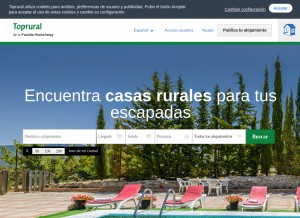 How toprural.com looks like on a tablet such as an iPad.