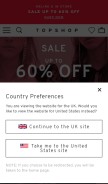 How topshop.com looks like on a mobile device such as an iPhone.