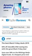 How toptenreviews.com looks like on a mobile device such as an iPhone.