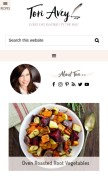 How toriavey.com looks like on a mobile device such as an iPhone.
