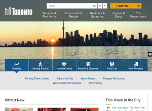 How toronto.ca looks like on a tablet such as an iPad.