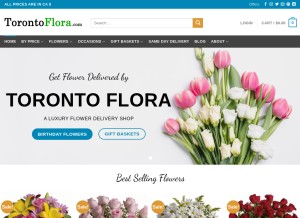 How torontoflora.com looks like on a tablet such as an iPad.