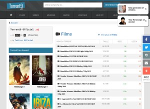How torrent9.sx looks like on a tablet such as an iPad.