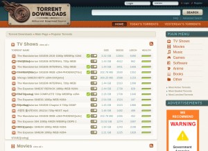 How torrentdownloads.me looks like on a tablet such as an iPad.