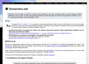 How torservers.net looks like on a tablet such as an iPad.