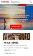 How toshiba.com looks like on a mobile device such as an iPhone.